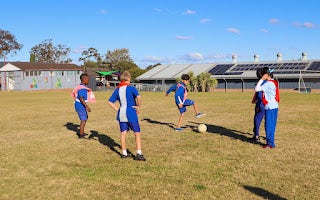 children playing soccer sports field