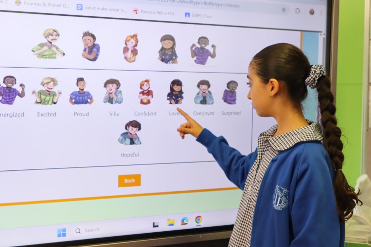 Student using online wellbeing check-in system